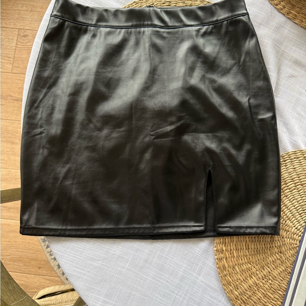 Black Faux Leather Skirt size large